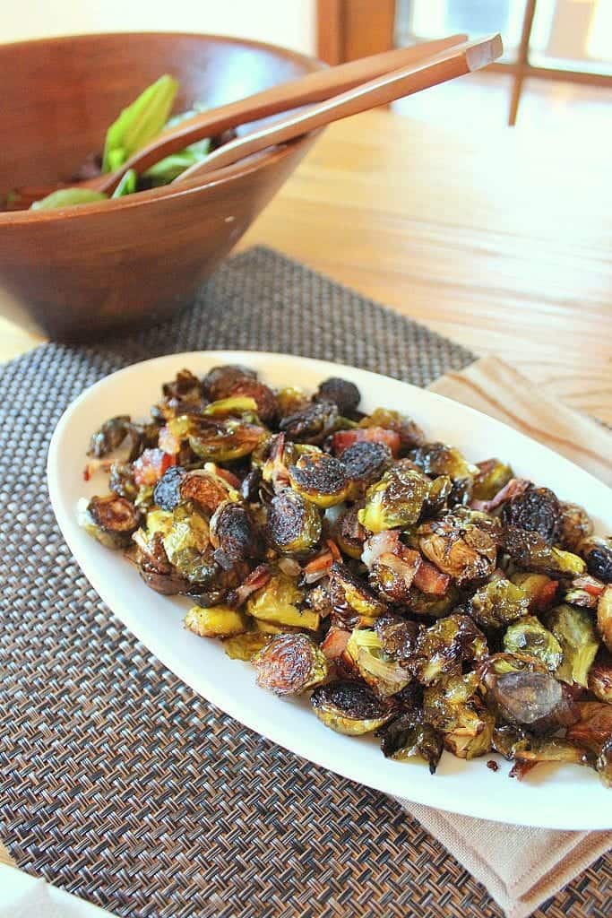 Roasted Brussels Sprouts with Bacon and Balsamic Vinegar