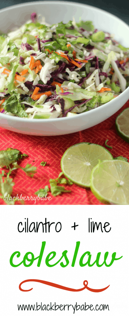 Cilantro Lime Coleslaw Recipe: A super healthy and easy side dish, perfect substitute for heavy rice or beans! #mexican #salad #vegetarian #vegan 