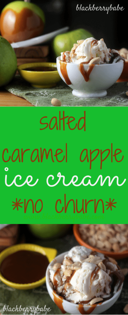 Salted Caramel Apple No Churn Ice Cream- The perfect fall ice cream, just two ingredients plus mix ins! #icecream #dessert #nochurn