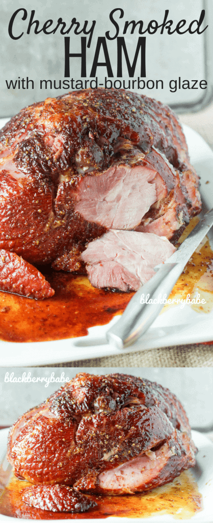 Cherry Smoked Ham with Mustard Bourbon Glaze #ForTheLoveOfHam