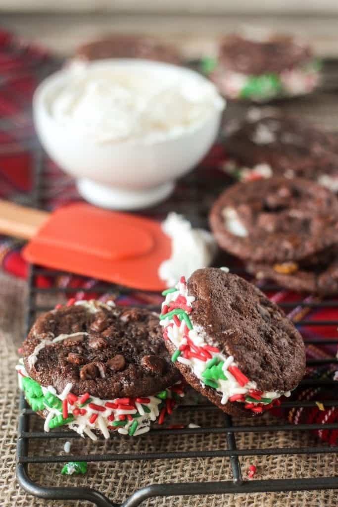 Hot Chocolate Cookies with Marshmallow Buttercream Frosting