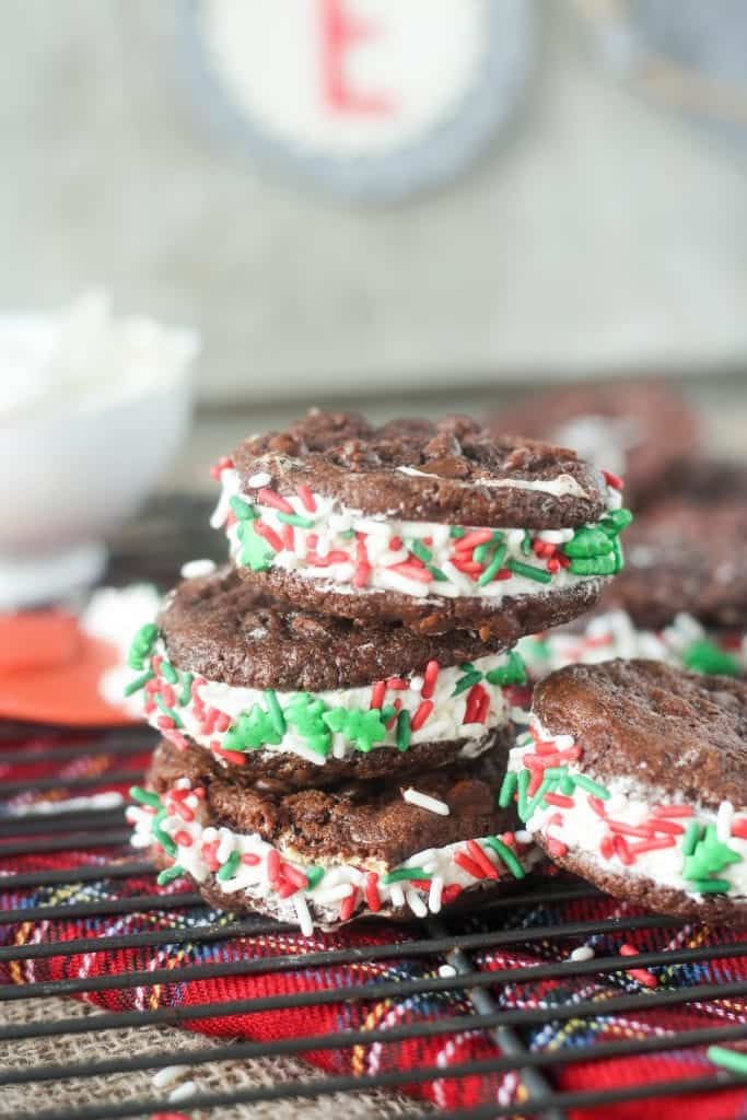 Hot Chocolate Cookies with Marshmallow Buttercream Frosting