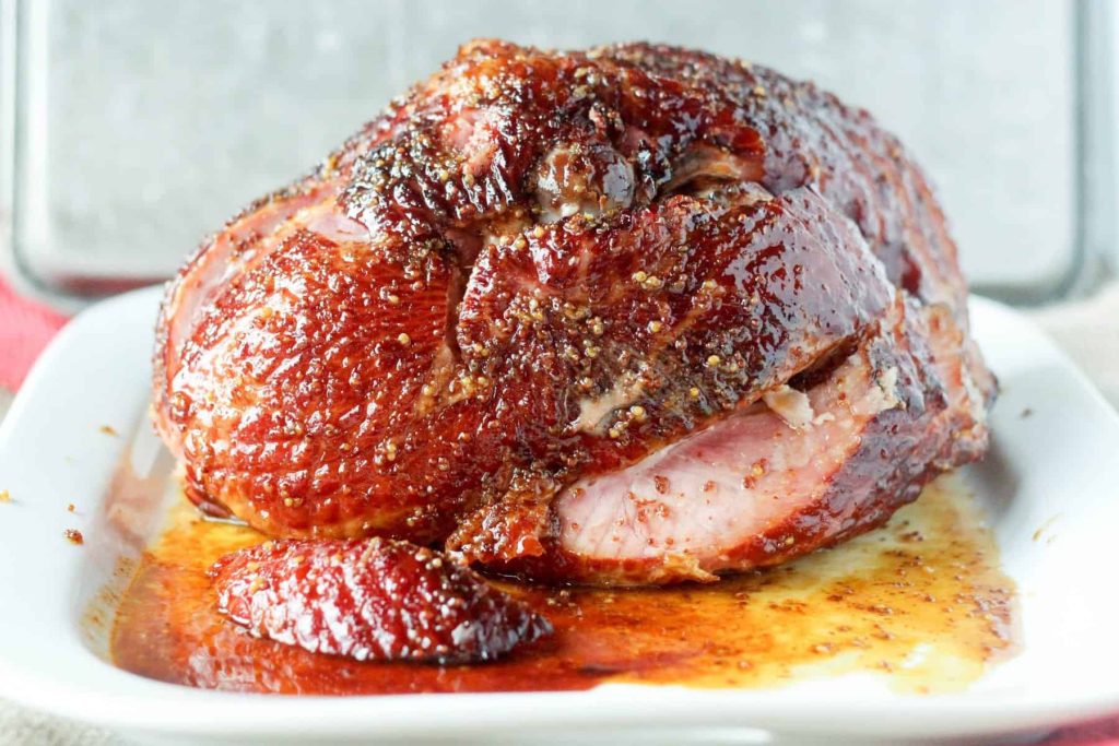 Cherry Smoked Ham with Mustard-Bourbon Glaze