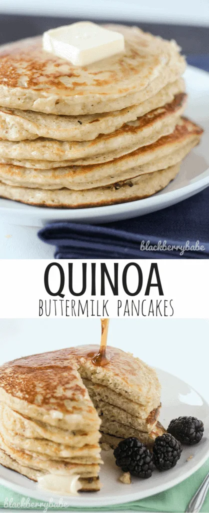 Buttermilk Quinoa Pancakes with even more protein added from chia seeds! Love these healthier pancakes! 