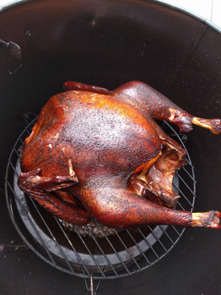 a whole turkey on a smoker grsate