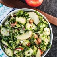 Kale Brussels Sprouts Salad with Apples and Bacon