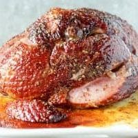Cherry Smoked Ham with Mustard Bourbon Glaze