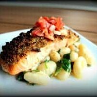 Herb Crusted Salmon with Tomato Relish 