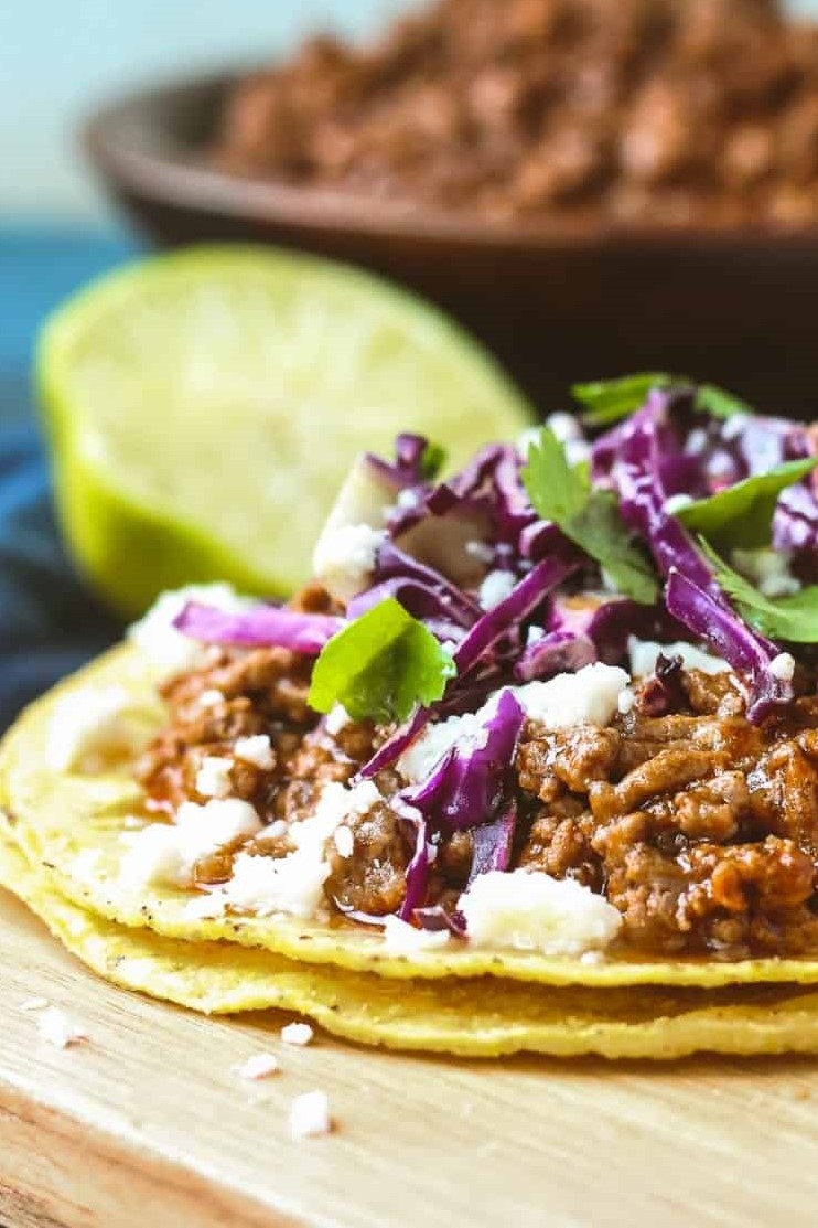 Easy Ground Beef Tostadas with Homemade Adobo Sauce