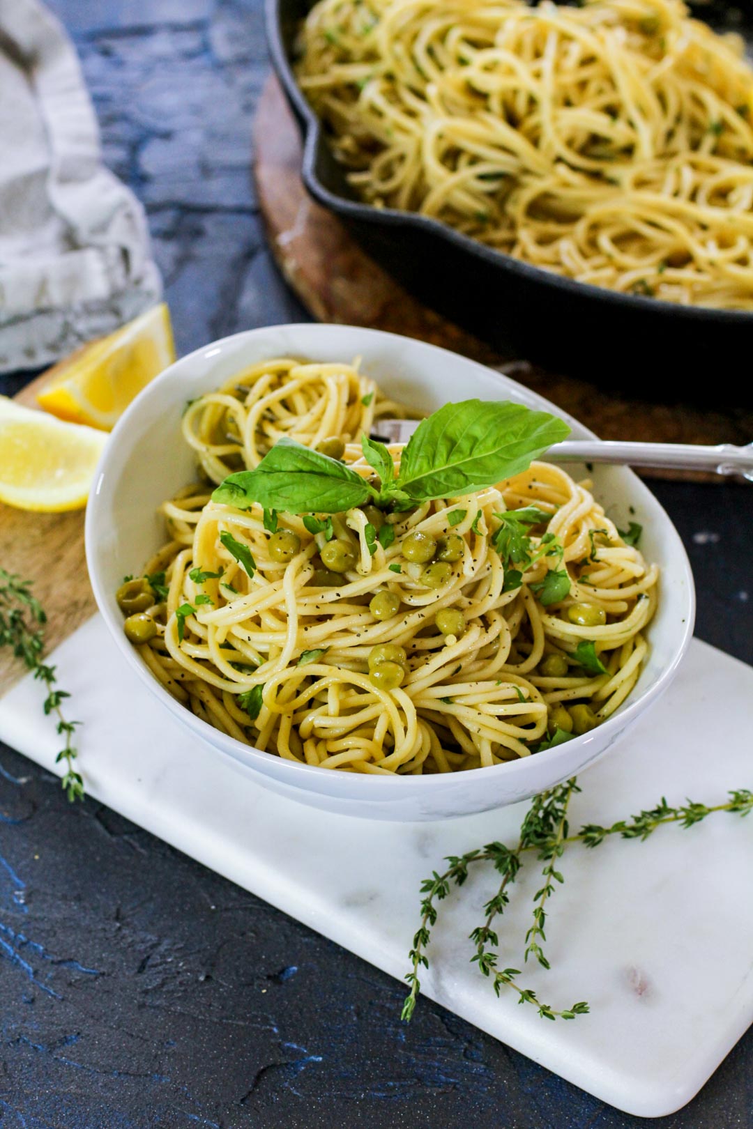 Buttery Herb Pasta with Peas and Garlic - Recipe by Blackberry Babe