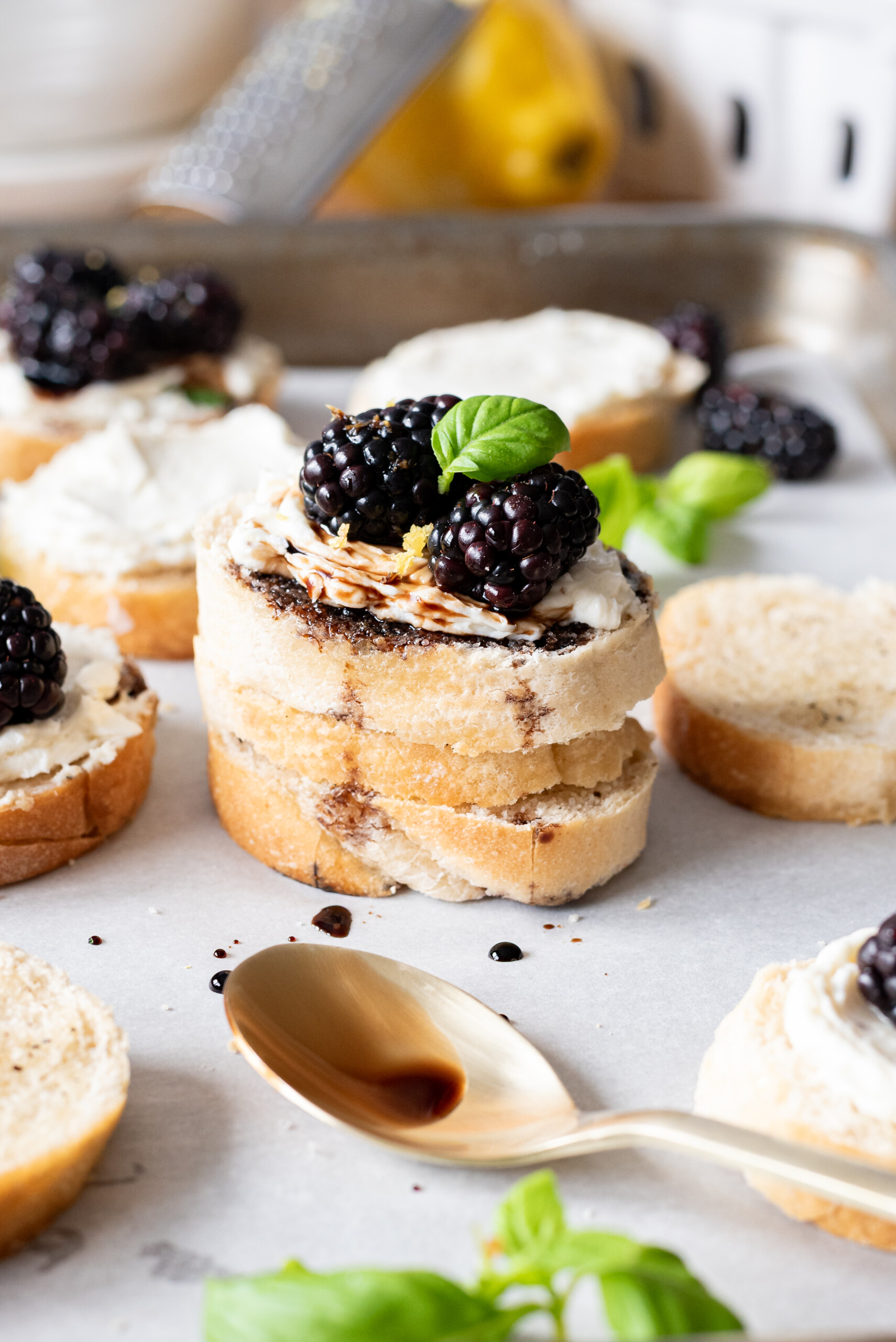 Blackberry Balsamic Whipped Goat Cheese Crostini - Recipe by