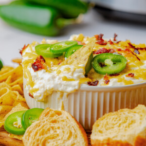 jalapeno popper dip in a bowl