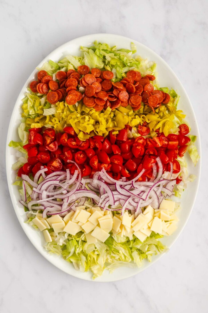 Italian grinder salad on a platter
