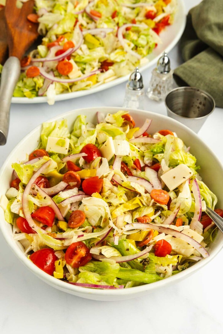a bowl of Italian chopped salad