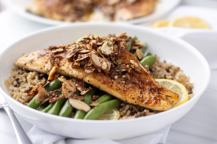 rainbow trout topped with almonds