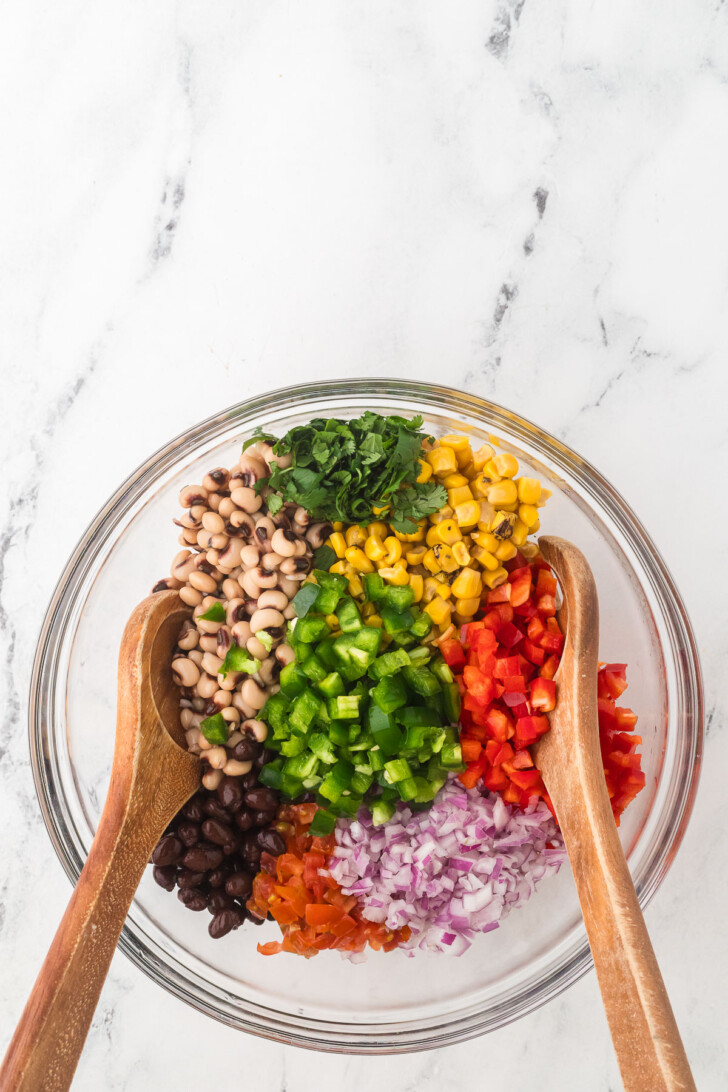 ingredients for cowboy caviar in a bowl