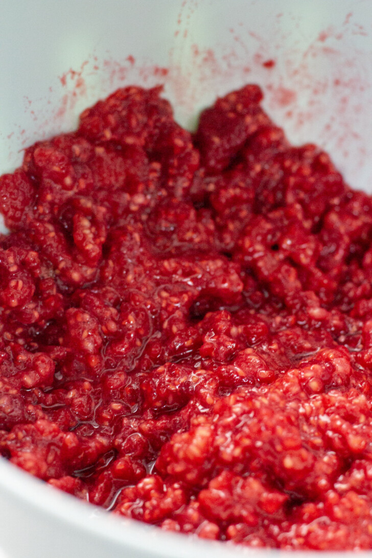 raspberry jam mixture in a bowl