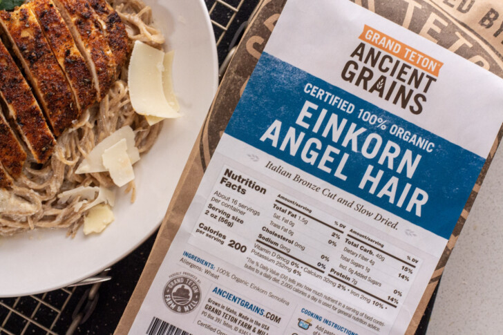 a bag of Grand Tetons Ancient Grains Pasta