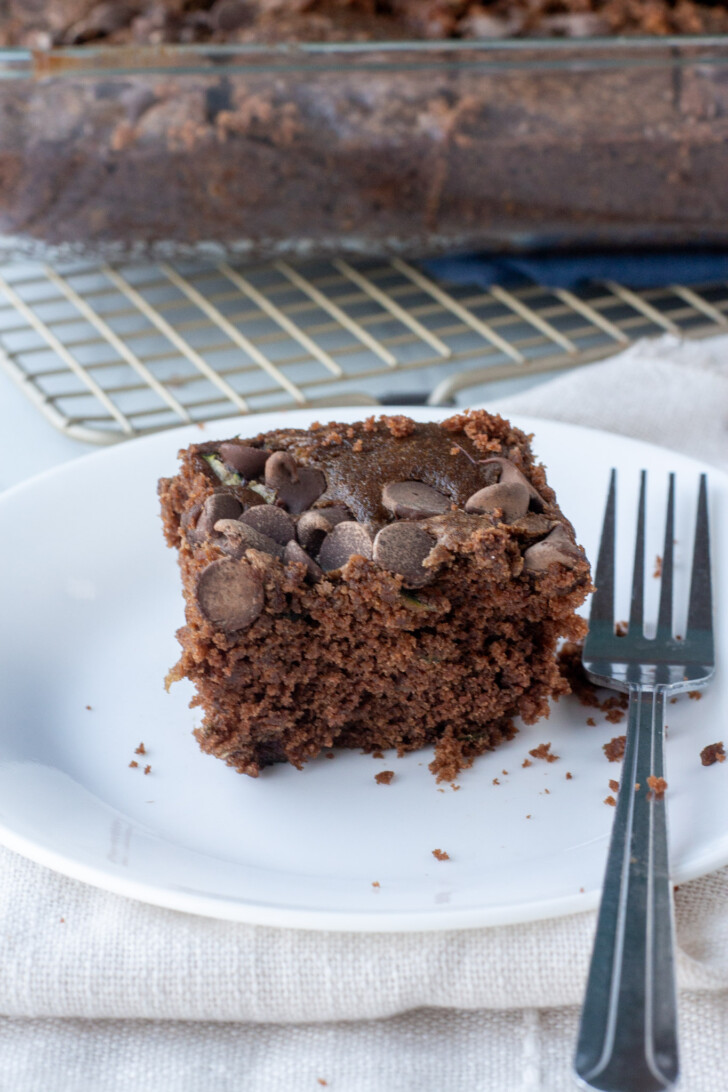 a slice of chocolate zucchini cake