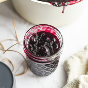 blueberry jam in a mason jar