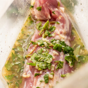 pork tenderloin in a marinade
