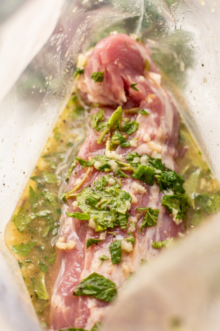 pork tenderloin in a marinade