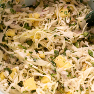 pineapple coleslaw in a bowl