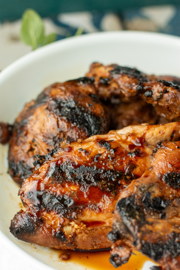 glazed chicken thighs on the grill
