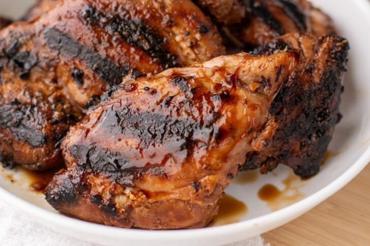 a grilled chicken thigh in teriyaki sauce