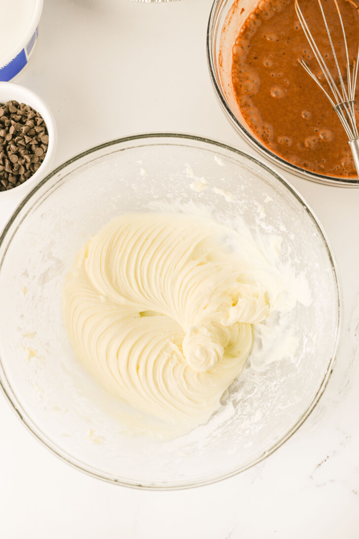 whipped cream cheese in a bowl
