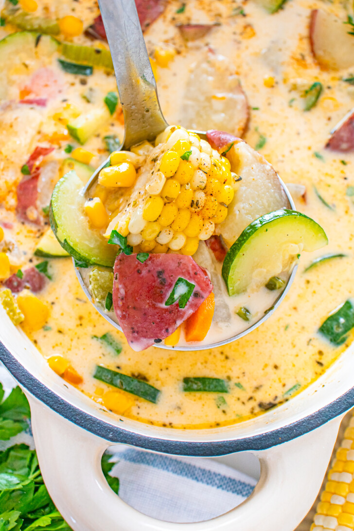 a spoonful of corn chowder