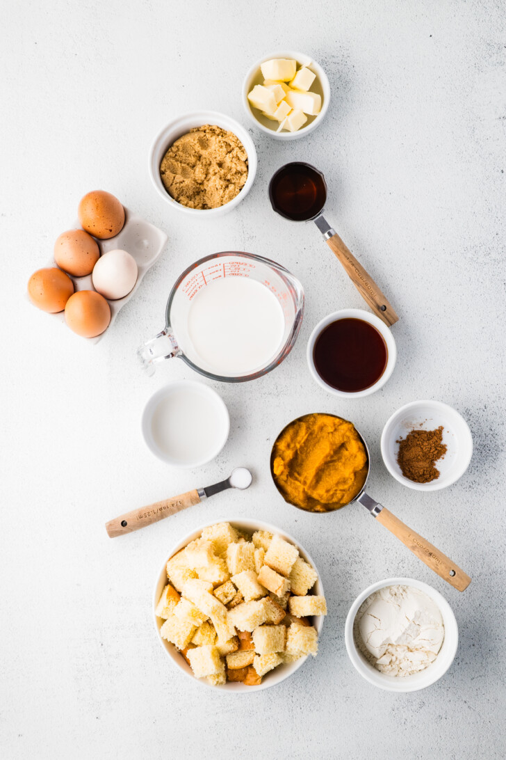 ingredients for pumpkin french toast casserole