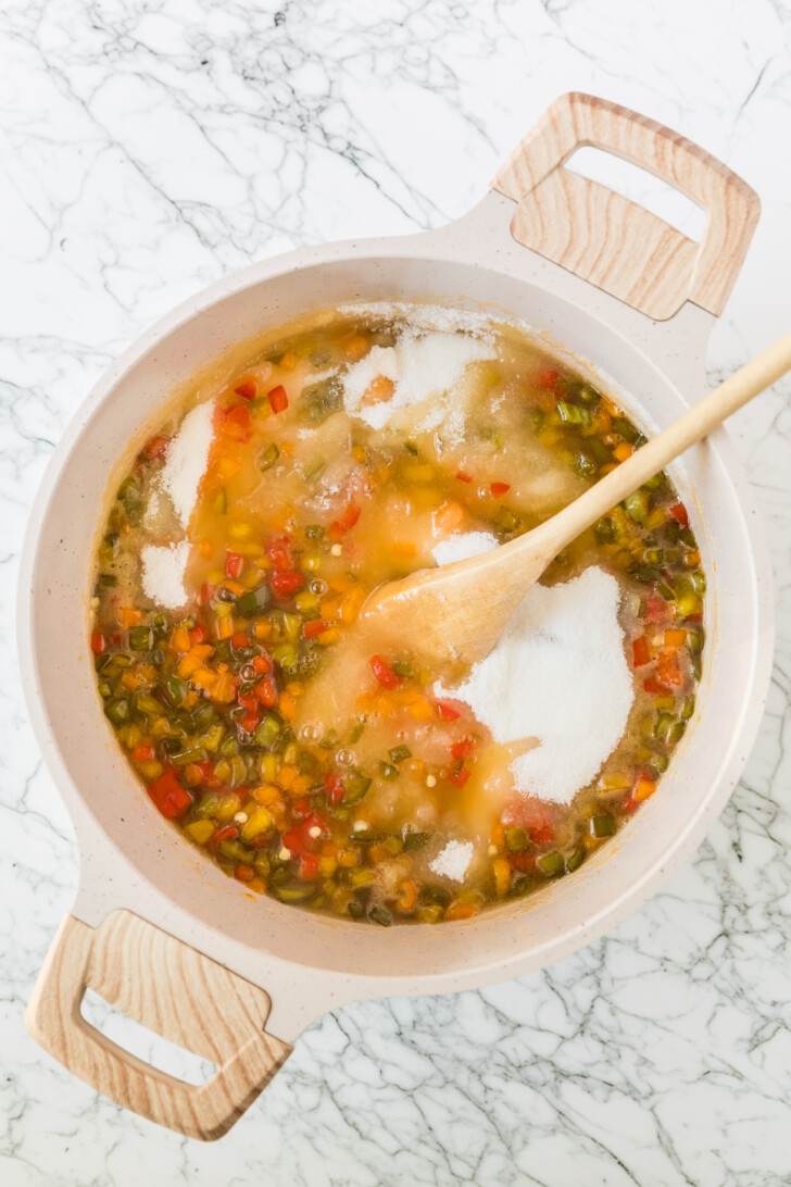 jalapeno pepper jelly in a pot