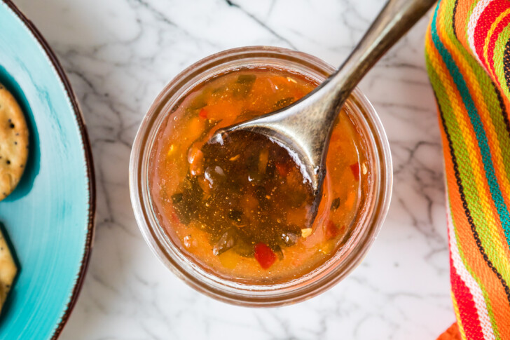 jalapeno jelly on a spoon