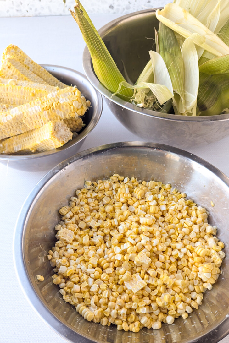 sweet corn in bowls