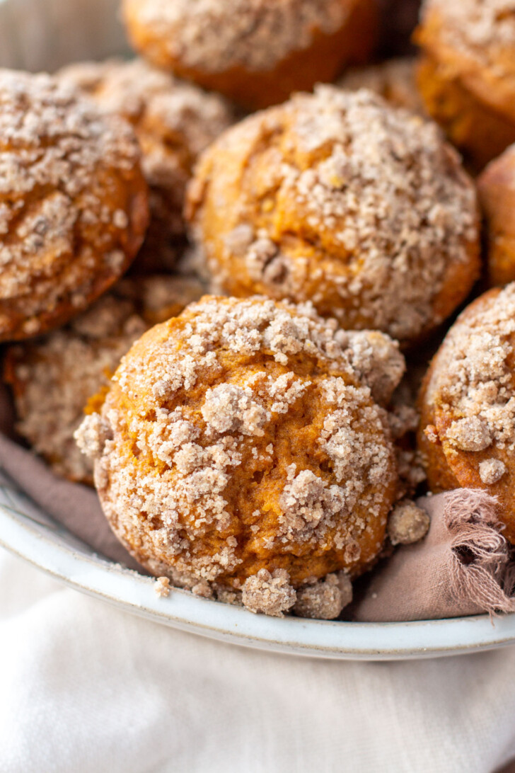 a bowl of pumpkin muffins