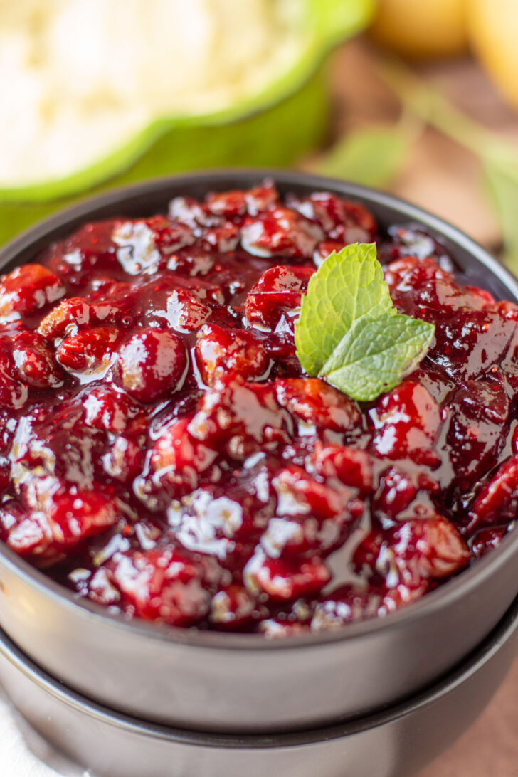whole berry cranberry sauce in a bowl