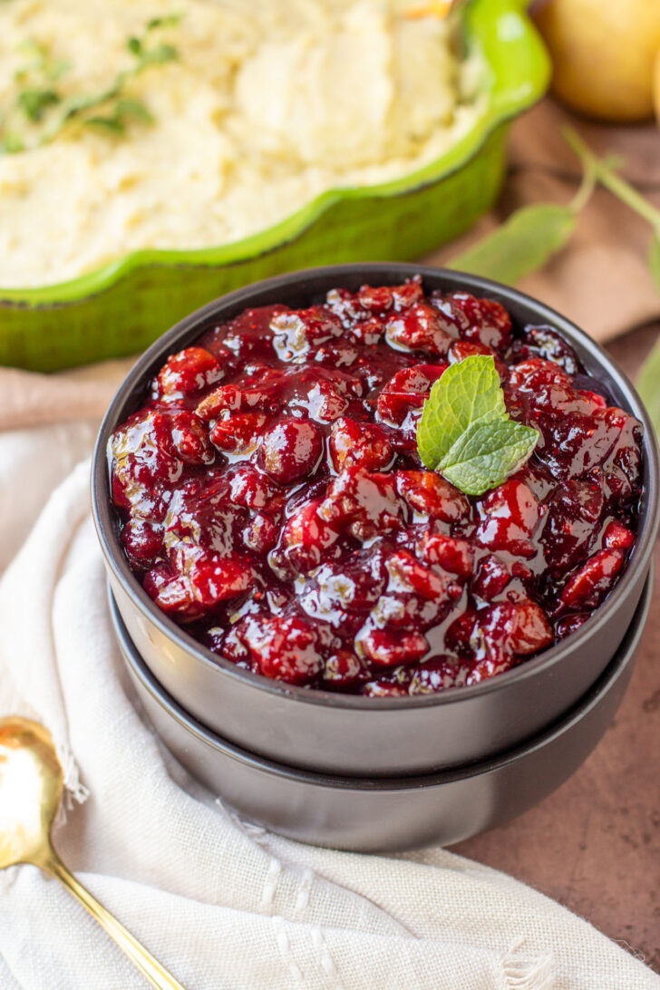 fresh cranberry sauce in a bowl