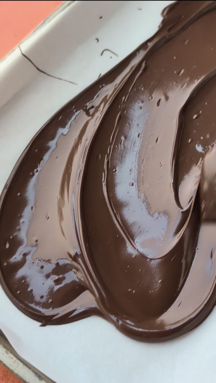 melted chocolate on a pan